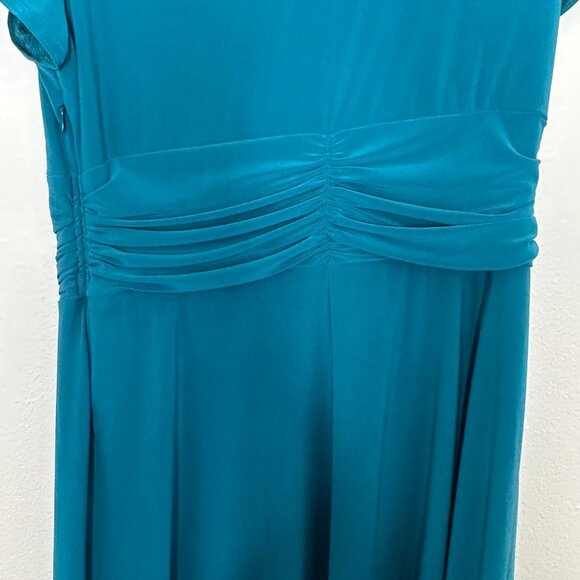 COLDWATER CREEK Teal Green Jersey Dress with Waist Ruching 8P - Picture 7 of 10